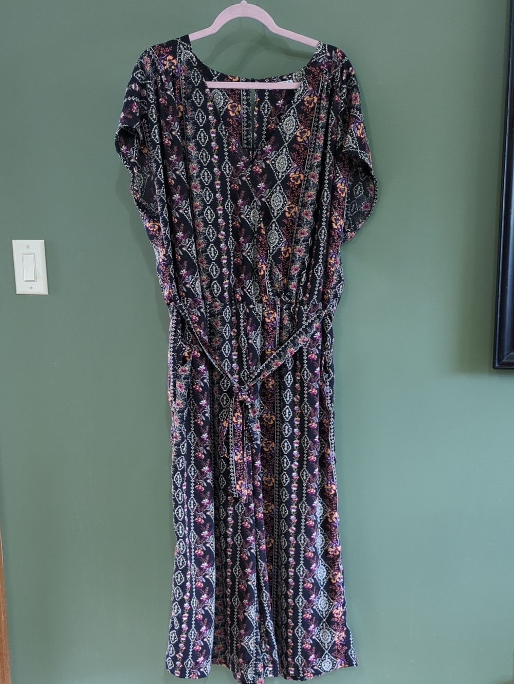 Dex NWOT Wide Leg Crossover Front Cap Sleeve Flowy Summer Jumpsuit Jumper 2X